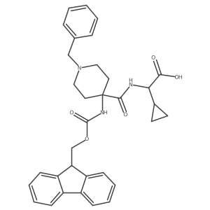 2-{[1-benzyl-4-({[(9H-fluoren-9-yl)methoxy]carbonyl}amino)piperidin-4-yl]formamido}-2-cyclopropylacetic acid结构式