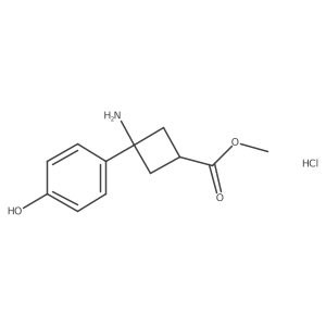 Methyl 3-amino-3-(4-hydroxyphenyl)cyclobutane-1-carboxylate hydrochloride Structure