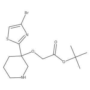 Tert-butyl 2-{[3-(4-bromo-1,3-thiazol-2-yl)piperidin-3-yl]oxy}acetate结构式