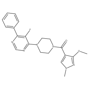 5-fluoro-4-[4-(3-methoxy-1-methyl-1H-pyrazole-4-carbonyl)piperazin-1-yl]-6-phenylpyrimidine结构式