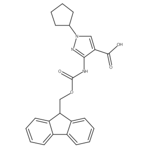 1-cyclopentyl-3-({[(9H-fluoren-9-yl)methoxy]carbonyl}amino)-1H-pyrazole-4-carboxylic acid结构式