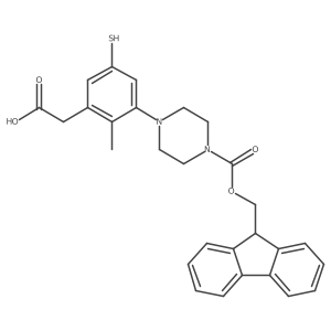 2-[3-(4-{[(9H-fluoren-9-yl)methoxy]carbonyl}piperazin-1-yl)-2-methyl-5-sulfanylphenyl]acetic acid结构式