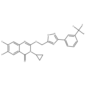 3-Cyclopropyl-6,7-difluoro-2-[({3-[3-(trifluoromethyl)phenyl]-1,2,4-oxadiazol-5-yl}methyl)sulfanyl]-3,4-dihydroquinazolin-4-one Structure