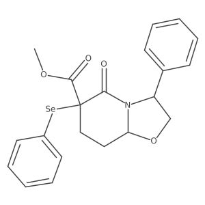 5H-Oxazolo[3,2-a]pyridine-6-carboxylic acid, hexahydro-5-oxo-3-phenyl-6-(phenylseleno)-, methyl ester, (3R,8aS)-结构式