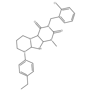 3-[(2-chlorophenyl)methyl]-9-(4-ethylphenyl)-1-methyl-6,7,8,9a,10,10a-hexahydro-4aH-purino[7,8-a]pyrimidine-2,4-dione结构式