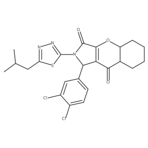 1-(3,4-dichlorophenyl)-2-[5-(2-methylpropyl)-1,3,4-thiadiazol-2-yl]-4a,5,6,7,8,8a-hexahydro-1H-chromeno[2,3-c]pyrrole-3,9-dione Structure