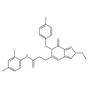 N-(2,4-dimethylphenyl)-2-((2-ethyl-6-(4-methylbenzyl)-7-oxo-6,7-dihydro-2H-pyrazolo[4,3-d]pyrimidin-5-yl)thio)acetamide结构式