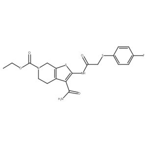 ethyl 3-carbamoyl-2-(2-((4-fluorophenyl)thio)acetamido)-4,5-dihydrothieno[2,3-c]pyridine-6(7H)-carboxylate Structure