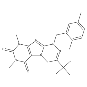 3-(tert-butyl)-1-(2,5-dimethylbenzyl)-7,9-dimethyl-7,9-dihydro-[1,2,4]triazino[3,4-f]purine-6,8(1H,4H)-dione结构式