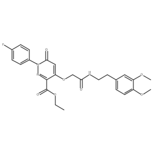 Ethyl 4-(2-((3,4-dimethoxyphenethyl)amino)-2-oxoethoxy)-1-(4-fluorophenyl)-6-oxo-1,6-dihydropyridazine-3-carboxylate结构式