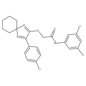 2-((3-(4-chlorophenyl)-1,4-diazaspiro[4.5]deca-1,3-dien-2-yl)thio)-N-(3,5-dichlorophenyl)acetamide Structure