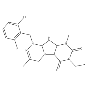 1-[(2-chloro-6-fluorophenyl)methyl]-7-ethyl-3,9-dimethyl-5a,9a,10,10a-tetrahydro-4H-purino[8,7-c][1,2,4]triazine-6,8-dione Structure