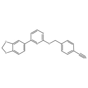 4-(((4-(Benzo[d][1,3]dioxol-5-yl)pyrimidin-2-yl)thio)methyl)benzonitrile结构式