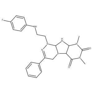 1-[2-(4-fluoroanilino)ethyl]-7,9-dimethyl-3-phenyl-5a,9a,10,10a-tetrahydro-4H-purino[8,7-c][1,2,4]triazine-6,8-dione结构式