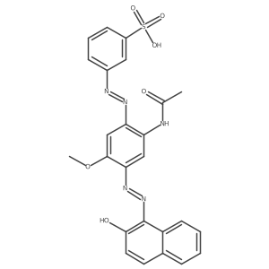 Benzenesulfonic acid, 3-[2-[2-(acetylamino)-4-[2-(2-hydroxy-1-naphthalenyl)diazenyl]-5-methoxyphenyl]diazenyl]- Structure