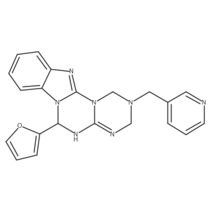 6-(furan-2-yl)-2-(pyridin-3-ylmethyl)-2,3,4,6-tetrahydro-1H-[1,3,5]triazino[1',2':3,4][1,3,5]triazino[1,2-a]benzimidazole结构式