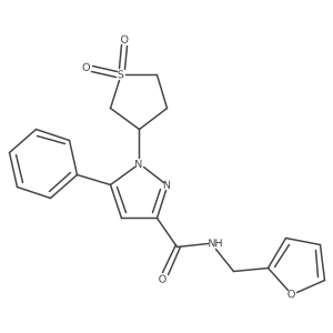1-(1,1-dioxothiolan-3-yl)-N-(2-furylmethyl)-5-phenyl-pyrazole-3-carboxamide结构式