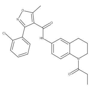 3-(2-chlorophenyl)-5-methyl-N-(1-propanoyl-1,2,3,4-tetrahydroquinolin-6-yl)-1,2-oxazole-4-carboxamide结构式
