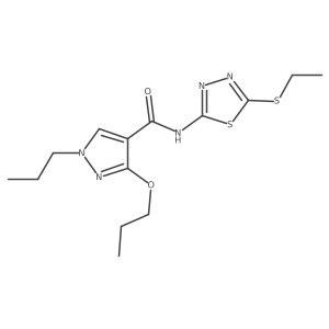 N-(5-(ethylthio)-1,3,4-thiadiazol-2-yl)-3-propoxy-1-propyl-1H-pyrazole-4-carboxamide结构式