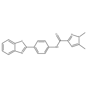 N-(4-(benzo[d]thiazol-2-yl)phenyl)-1,5-dimethyl-1H-pyrazole-3-carboxamide结构式