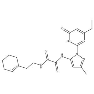 N1-(2-(cyclohex-1-en-1-yl)ethyl)-N2-(1-(4-ethyl-6-oxo-1,6-dihydropyrimidin-2-yl)-3-methyl-1H-pyrazol-5-yl)oxalamide结构式
