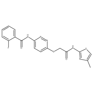 2-fluoro-N-(6-((2-((4-methylthiazol-2-yl)amino)-2-oxoethyl)thio)pyridazin-3-yl)benzamide Structure