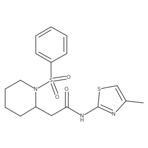 N-(4-methylthiazol-2-yl)-2-(1-(phenylsulfonyl)piperidin-2-yl)acetamide结构式