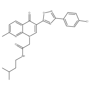 2-(3-(3-(4-chlorophenyl)-1,2,4-oxadiazol-5-yl)-7-methyl-4-oxo-1,8-naphthyridin-1(4H)-yl)-N-isopentylacetamide结构式