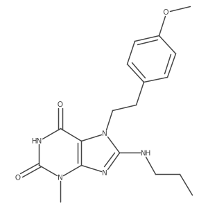 CCCNc1nc2c(c(=O)[nH]c(=O)n2C)n1CCc1ccc(OC)cc1结构式