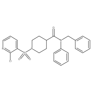 O=C(C1CCN(S(=O)(=O)c2cccnc2Cl)CC1)N(Cc1ccccc1)c1ccccc1结构式