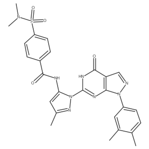 N-(1-(1-(3,4-dimethylphenyl)-4-oxo-4,5-dihydro-1H-pyrazolo[3,4-d]pyrimidin-6-yl)-3-methyl-1H-pyrazol-5-yl)-4-(N,N-dimethylsulfamoyl)benzamide Structure