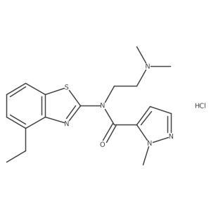 N-(2-(dimethylamino)ethyl)-N-(4-ethylbenzo[d]thiazol-2-yl)-1-methyl-1H-pyrazole-5-carboxamide hydrochloride结构式