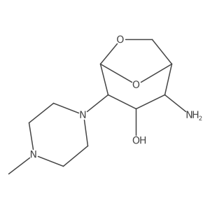(1S,2S,3S,4R,5R)-2-amino-4-(4-methylpiperazin-1-yl)-6,8-dioxabicyclo[3.2.1]octan-3-ol Structure