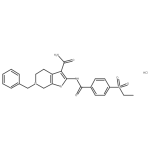 6-Benzyl-2-(4-(ethylsulfonyl)benzamido)-4,5,6,7-tetrahydrothieno[2,3-c]pyridine-3-carboxamide hydrochloride Structure