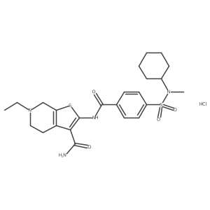 2-(4-(N-cyclohexyl-N-methylsulfamoyl)benzamido)-6-ethyl-4,5,6,7-tetrahydrothieno[2,3-c]pyridine-3-carboxamide hydrochloride Structure