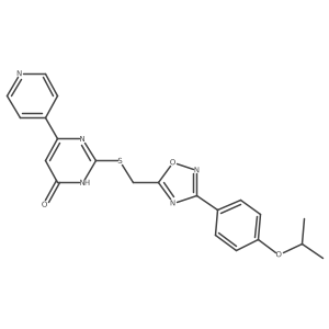 2-({[3-(4-Isopropoxyphenyl)-1,2,4-oxadiazol-5-yl]methyl}sulfanyl)-6-(4-pyridyl)-4-pyrimidinol结构式