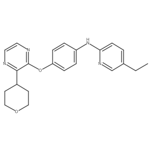 5-Ethyl-N-[4-[[3-(tetrahydro-2H-pyran-4-yl)-2-pyrazinyl]oxy]phenyl]-2-pyridinamine结构式