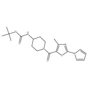 tert-butyl (1-(4-methyl-2-(1H-pyrrol-1-yl)thiazole-5-carbonyl)piperidin-4-yl)carbamate结构式