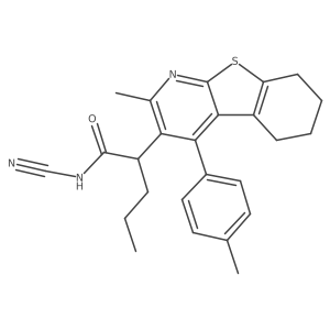 N-cyano-2-[2-methyl-4-(p-tolyl)-5,6,7,8-tetrahydrobenzothiopheno[2,3-b]pyridin-3-yl]pentanamide Structure