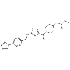 methyl {1-[(2-{[4-(1H-1,2,4-triazol-1-yl)benzyl]amino}-1,3-thiazol-4-yl)carbonyl]piperidin-4-yl}acetate结构式