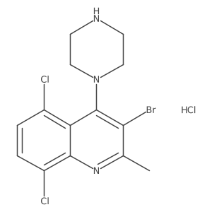 3-Bromo-5,8-dichloro-2-methyl-4-(piperazin-1-yl)quinoline hydrochloride结构式