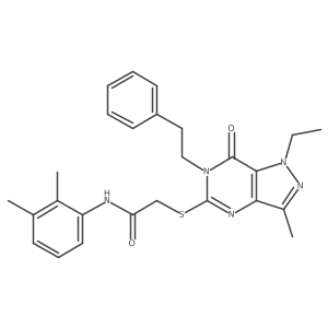 N-(2,3-dimethylphenyl)-2-{[1-ethyl-3-methyl-7-oxo-6-(2-phenylethyl)-1H,6H,7H-pyrazolo[4,3-d]pyrimidin-5-yl]sulfanyl}acetamide结构式