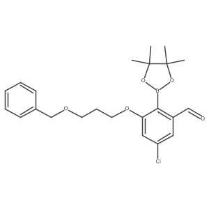 3-(3-Benzyloxy-propoxy)-5-chloro-2-(4,4,5,5-tetramethyl-[1,3,2]dioxaborolan-2-yl)-benzaldehyde结构式