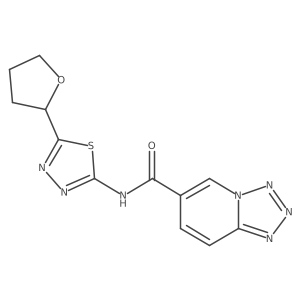 N-[5-(tetrahydrofuran-2-yl)-1,3,4-thiadiazol-2-yl]tetrazolo[1,5-a]pyridine-6-carboxamide结构式