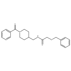 2-(benzylthio)-N-((1-nicotinoylpiperidin-4-yl)methyl)acetamide结构式