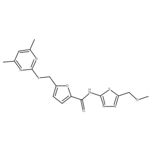 5-{[(4,6-dimethylpyrimidin-2-yl)sulfanyl]methyl}-N-[5-(methoxymethyl)-1,3,4-thiadiazol-2-yl]furan-2-carboxamide结构式