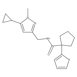 N-((5-cyclopropyl-1-methyl-1H-pyrazol-3-yl)methyl)-1-(thiophen-2-yl)cyclopentanecarboxamide Structure