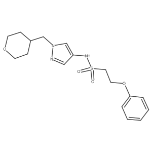 2-phenoxy-N-(1-((tetrahydro-2H-pyran-4-yl)methyl)-1H-pyrazol-4-yl)ethanesulfonamide结构式
