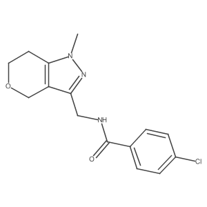 4-chloro-N-((1-methyl-1,4,6,7-tetrahydropyrano[4,3-c]pyrazol-3-yl)methyl)benzamide Structure
