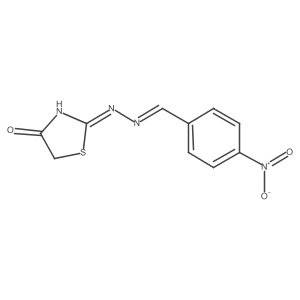 (Z)-2-((E)-(4-nitrobenzylidene)hydrazono)thiazolidin-4-one结构式